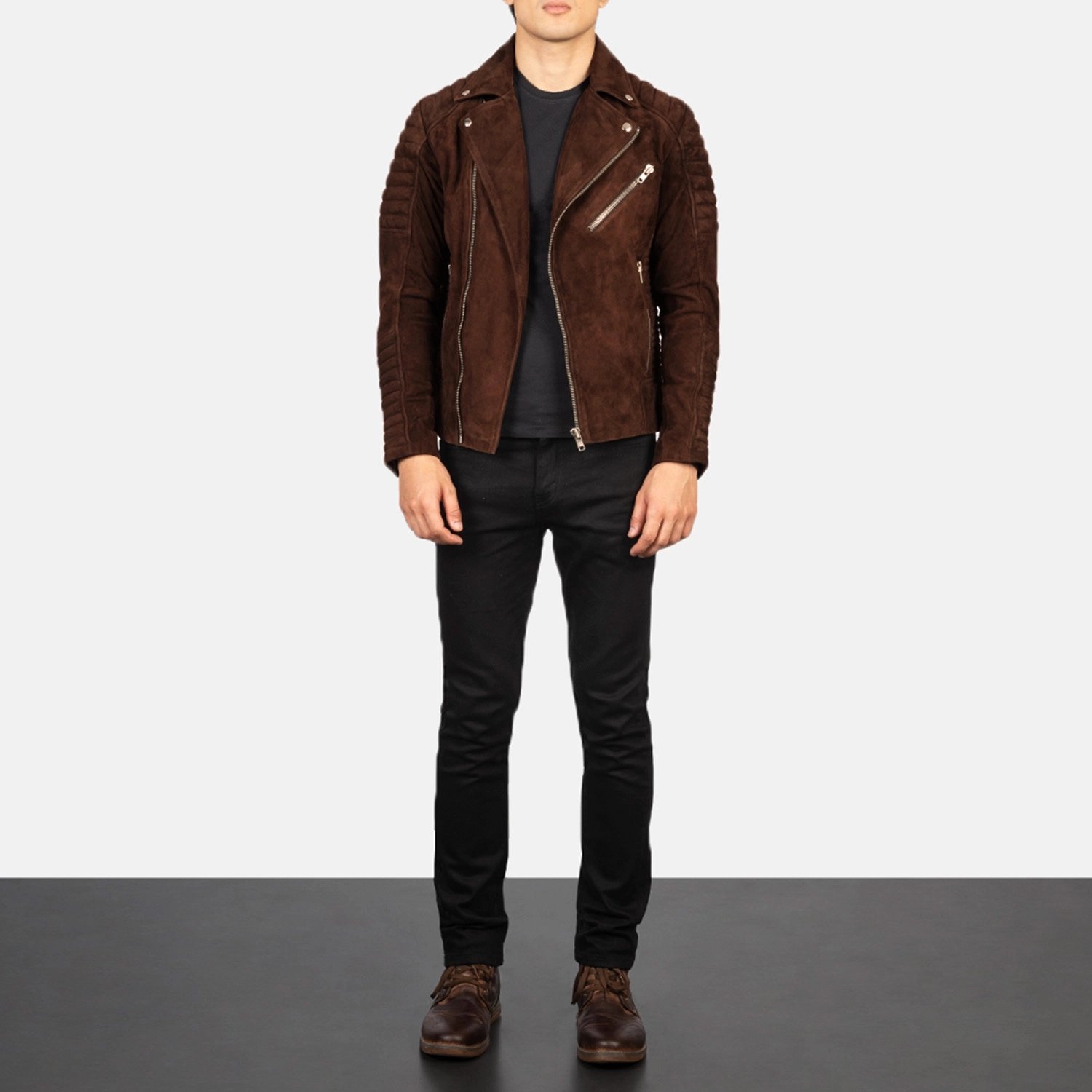Mens Armand Mocha Suede Biker Jacket Full Length-2-1720094972528.webp