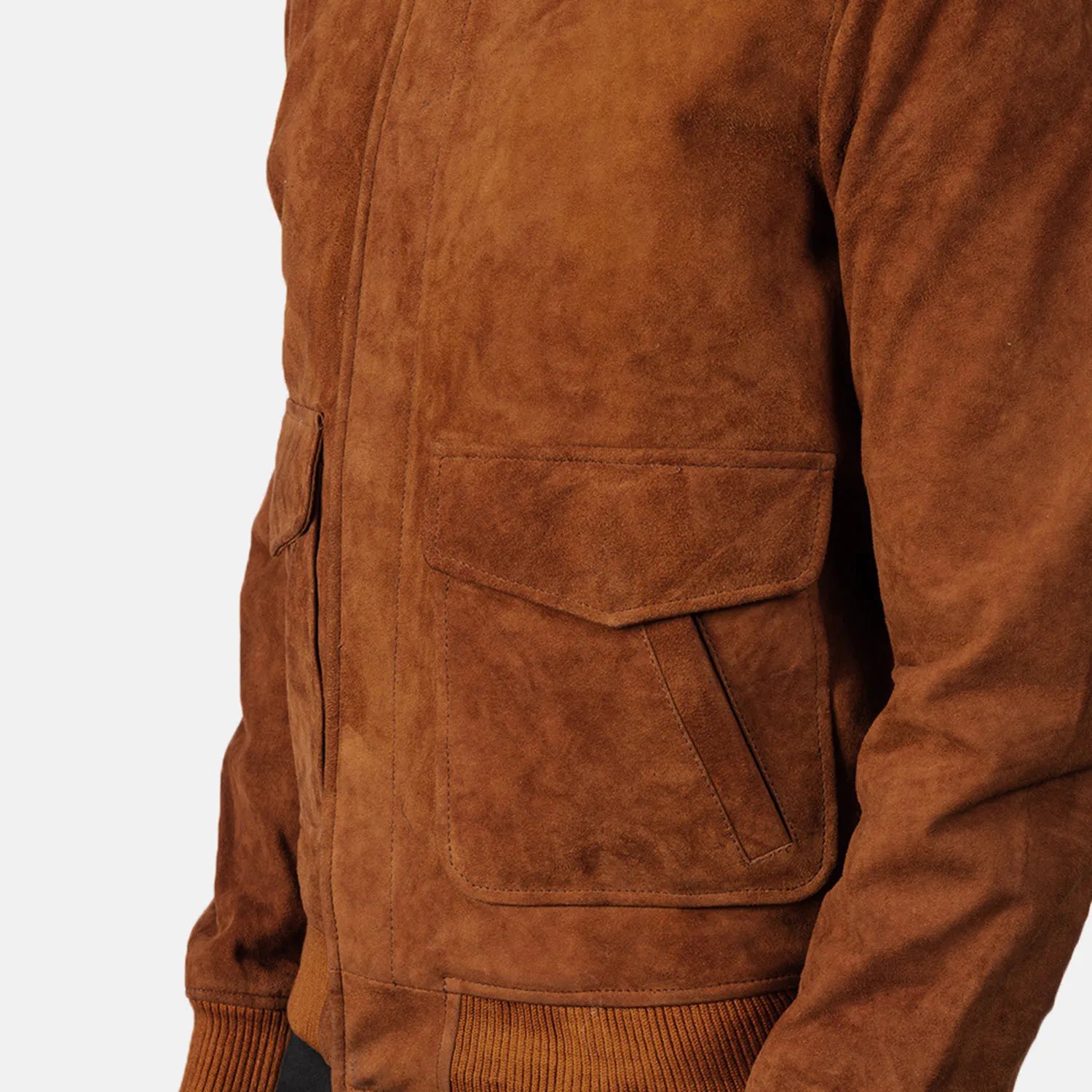 Mens Coffmen Brown Suede A2 Bomber Jacket Close-Up-9-1720092110045.webp