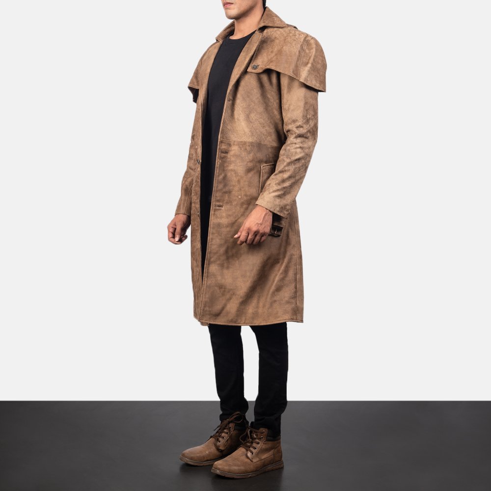 Mens Deux Brown Leather Duster4634-3-1557053133511