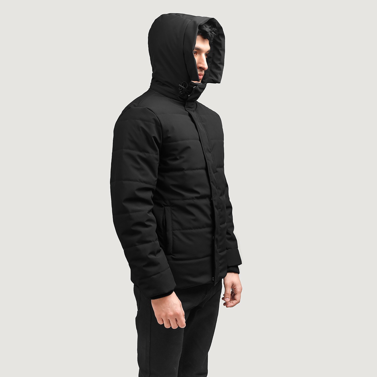 Mens Exton Black Hooded Down Puffer Jacket Open Front-4-1705940270704.webp